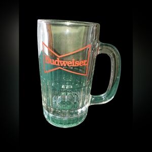 Budweiser Beer Handled Glass Stein Mug Vintage
